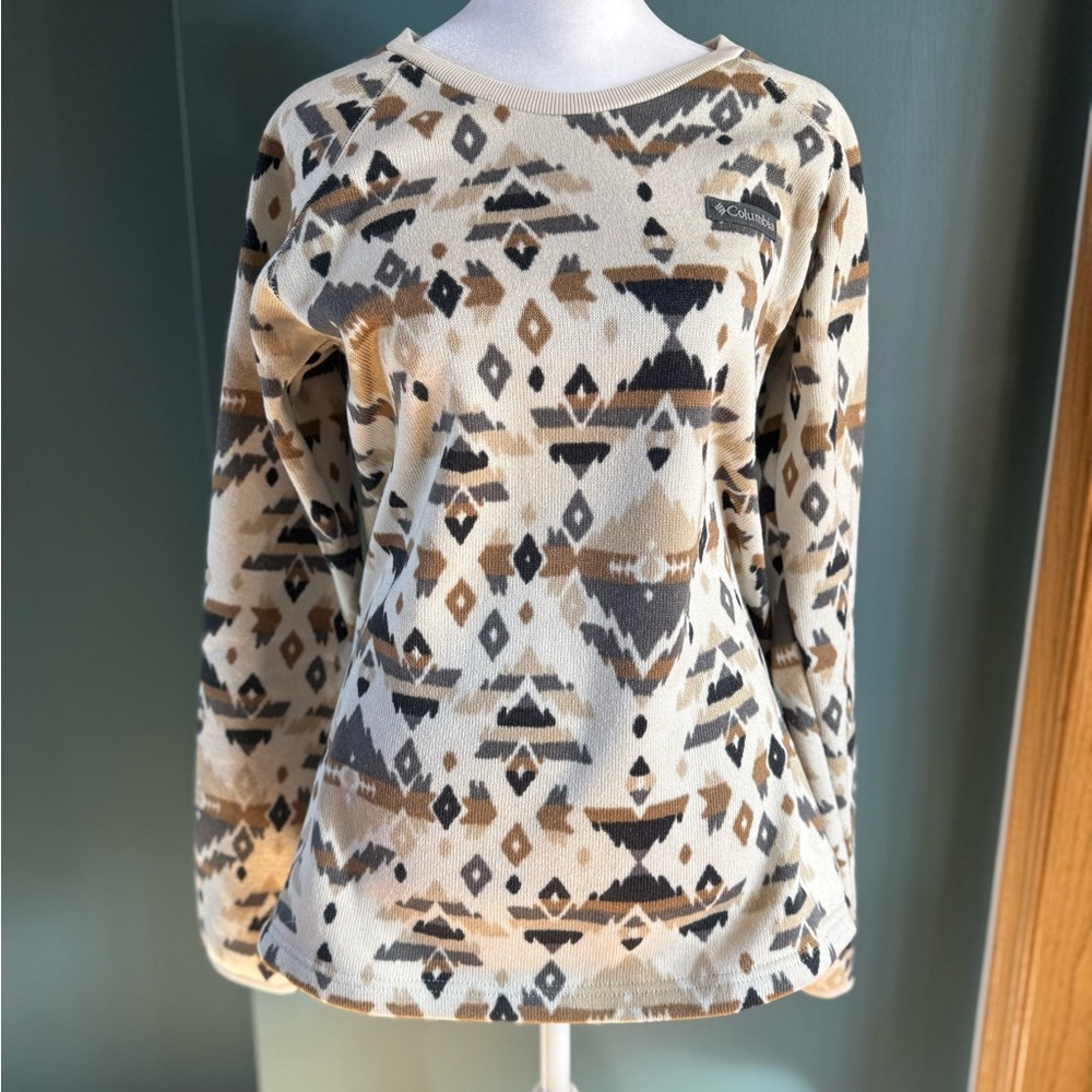 Columbia Women's Geometric Patterned Top - Brown and Cream